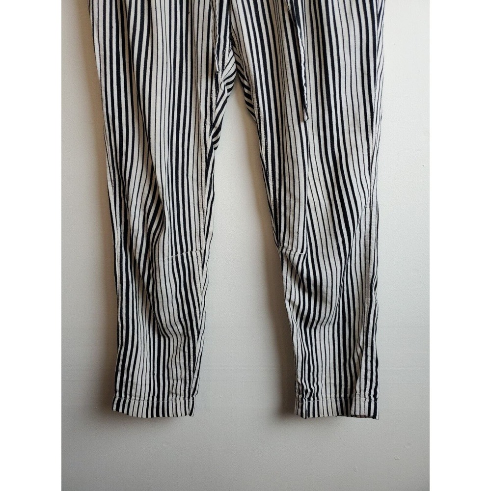 Free People 2 Women Pants Tapered High Rise Pleated Striped Straight White Black - Picture 4 of 11